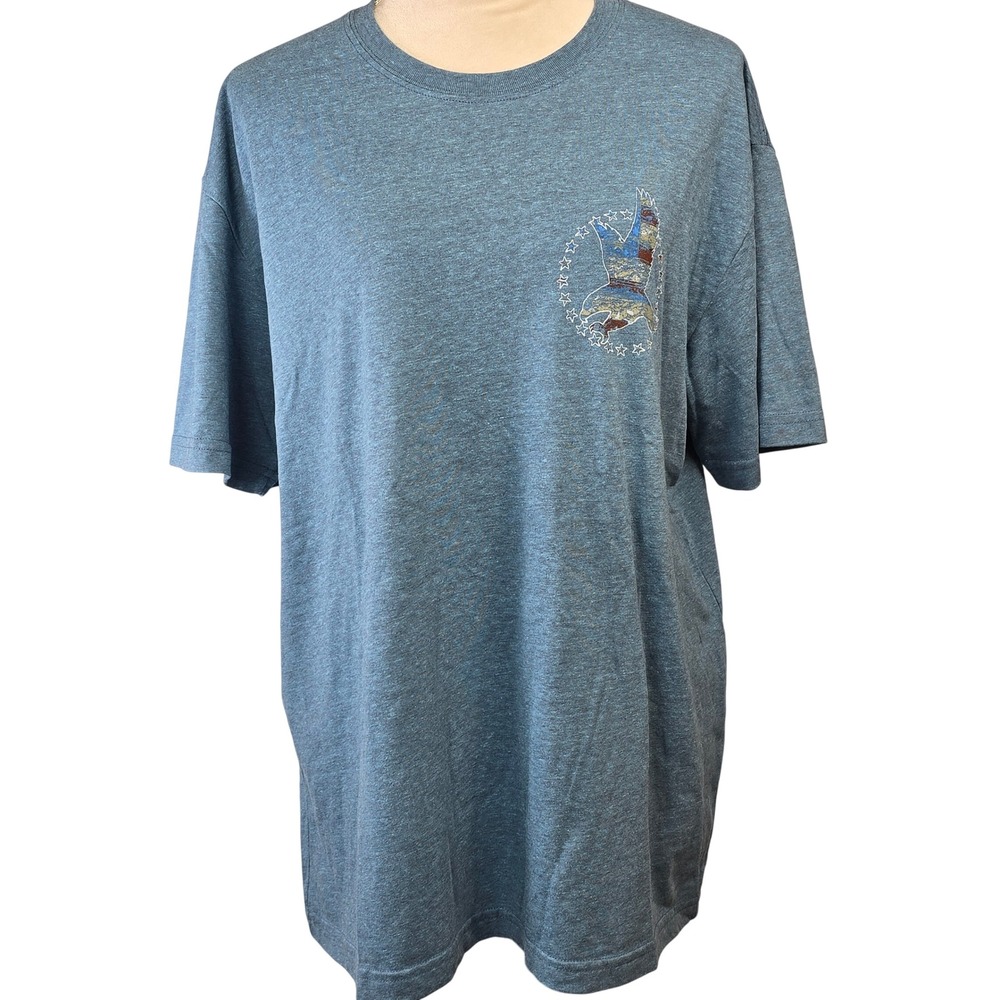 American Legends‎ Muscle Car Graphic Tee Blue Heather Eagle Stars Mens Medium